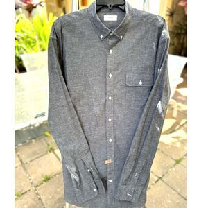 Rye 51 Textile Distillery Grey White 100% Cotton Long Sleeve Button Down SZ XXL